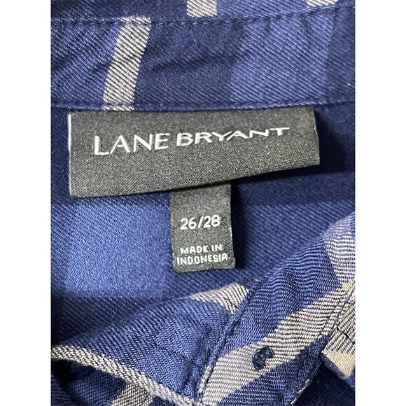 Lane Bryant Women's Plus Size 26 Plaid Tunic Blue Tan Casual - Picture 8 of 10